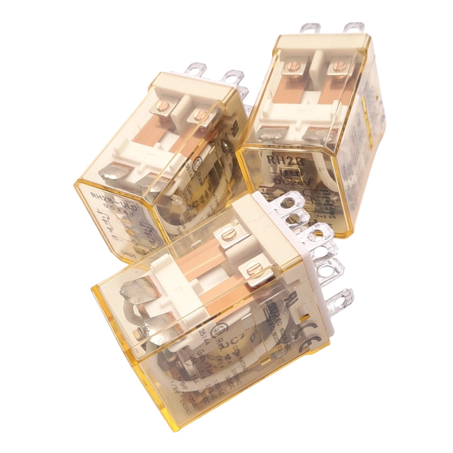 Used Lot of 3 IDEC RH2B-ULD-DC24V Plug-In Relays, DPDT, 8-Pin, 240VAC 10A, 24VDC Coil