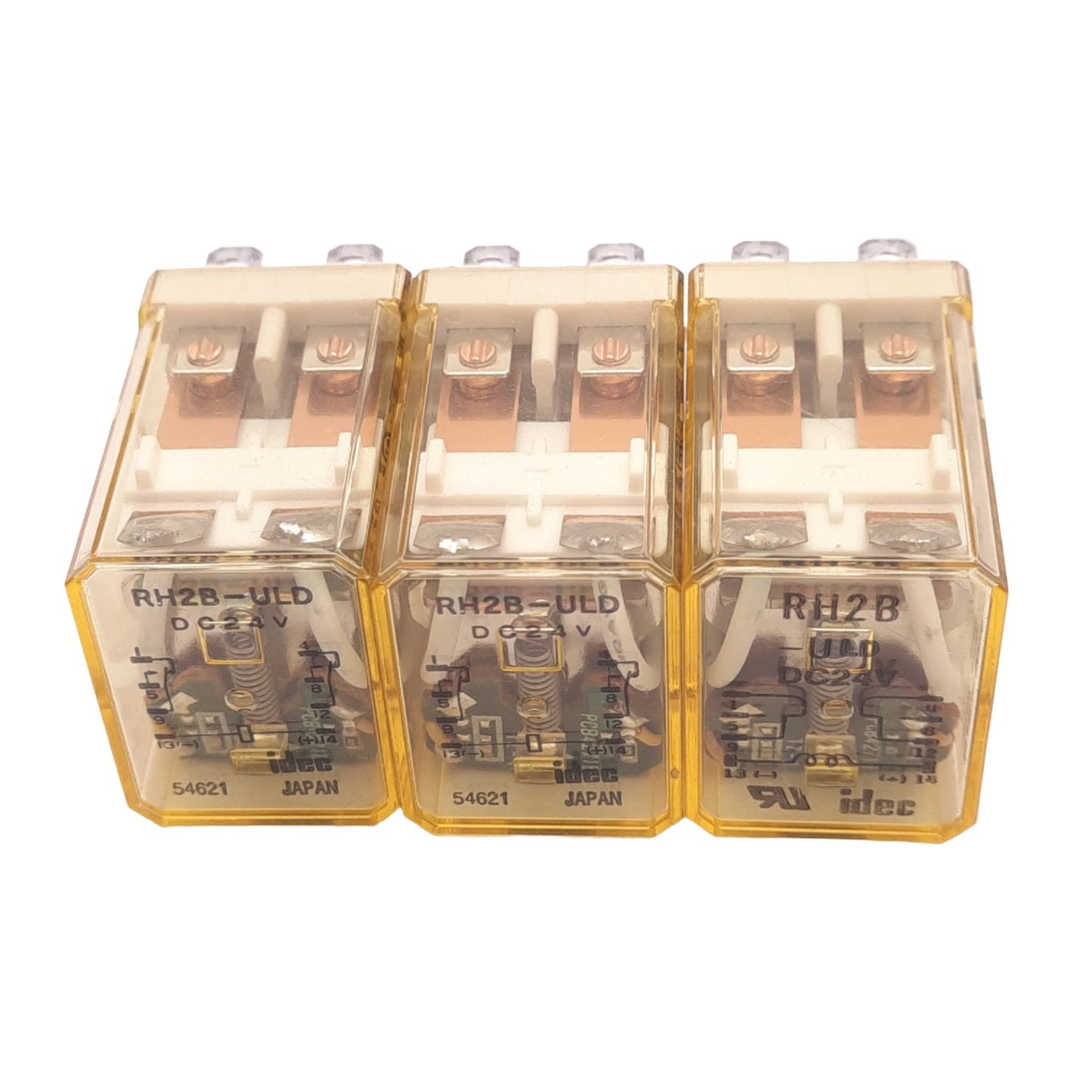 Used Lot of 3 IDEC RH2B-ULD-DC24V Plug-In Relays, DPDT, 8-Pin, 240VAC 10A, 24VDC Coil