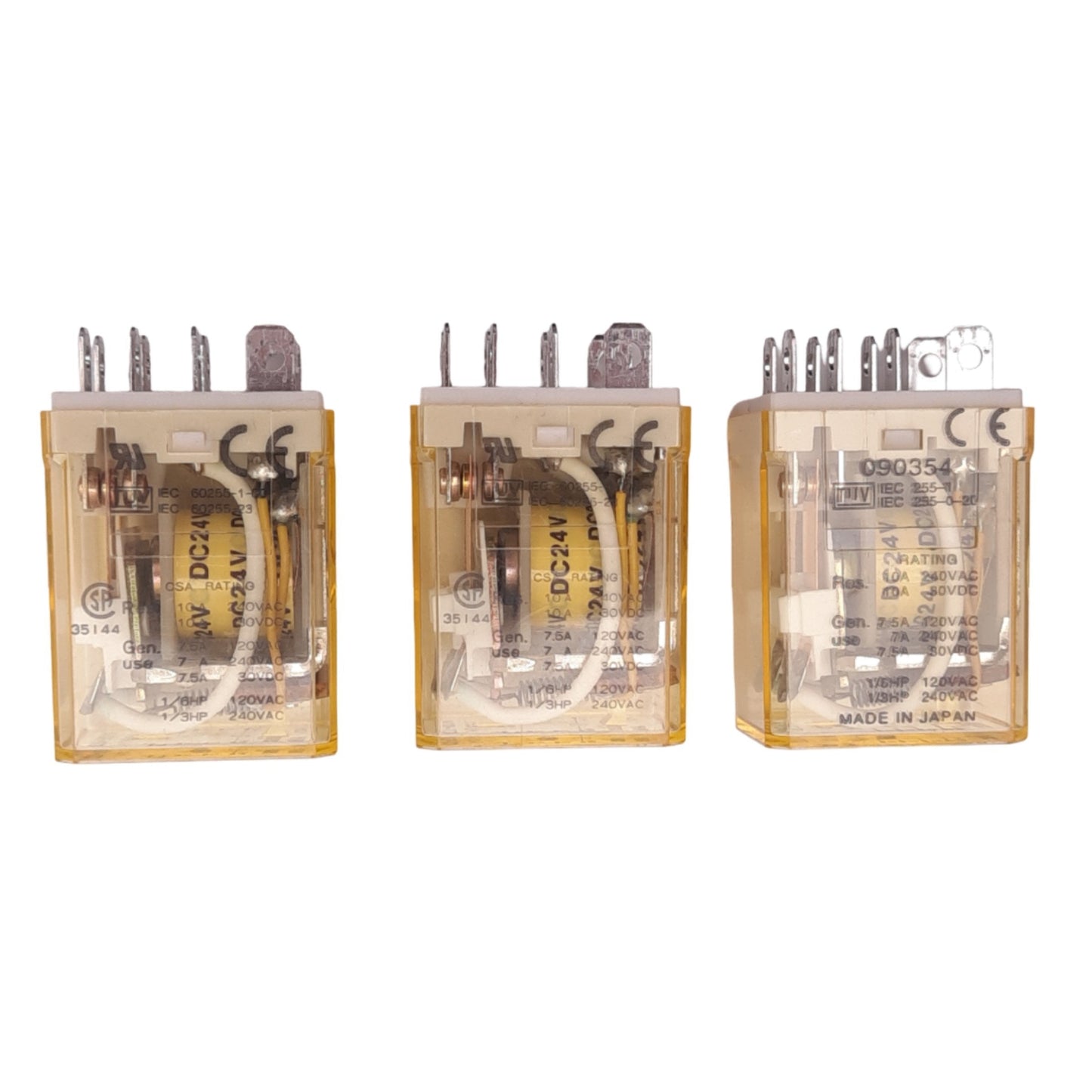 Used Lot of 3 IDEC RH2B-ULD-DC24V Plug-In Relays, DPDT, 8-Pin, 240VAC 10A, 24VDC Coil