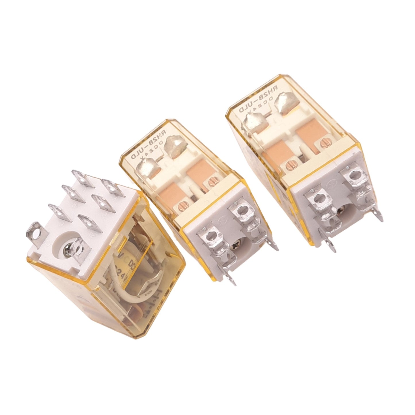 Used Lot of 3 IDEC RH2B-ULD-DC24V Plug-In Relays, DPDT, 8-Pin, 240VAC 10A, 24VDC Coil
