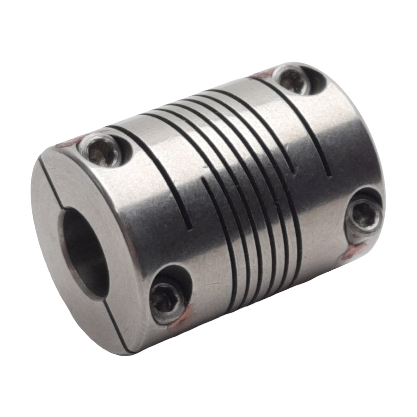 Used Stainless Steel Shaft Coupling, ø8mm x ø5mm Bore, 25.4mm Length, ø19mm OD