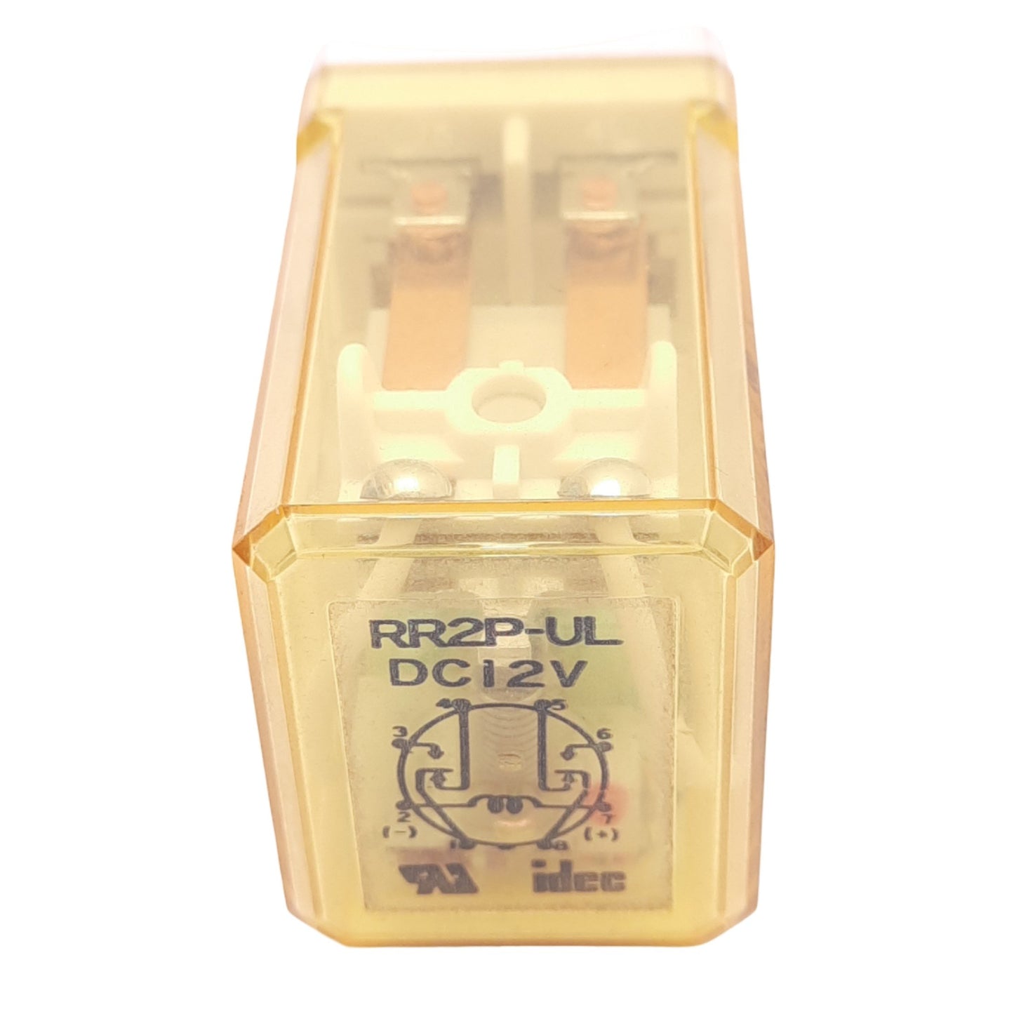 Used IDEC RR2P-ULDC12V Ice-Cube Plug-In Relay, DPDT, 8-Pin, 30VDC 10A Max, 12VDC Coil