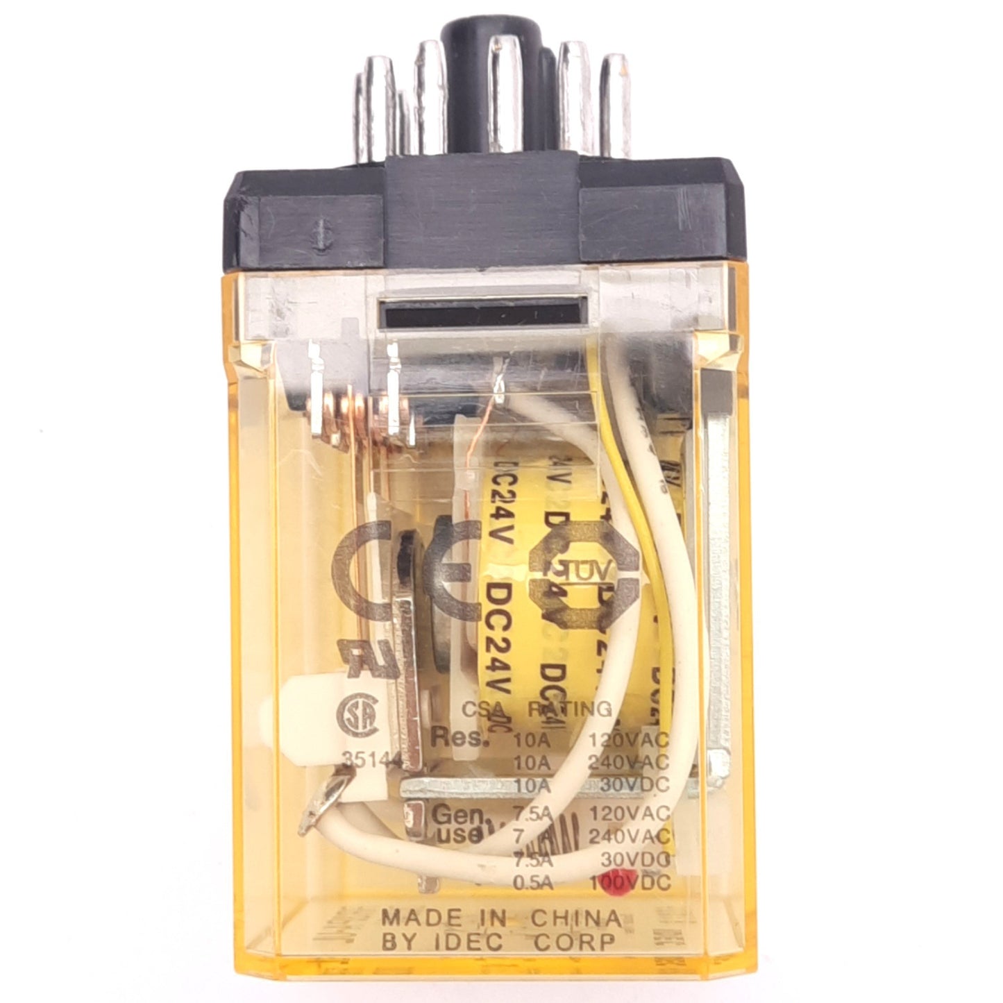 Used IDEC RR3PA-ULDC24V Plug-In Ice-Cube Relay, 3PDT, 11-Pin, 10A Max, 24VDC Coil