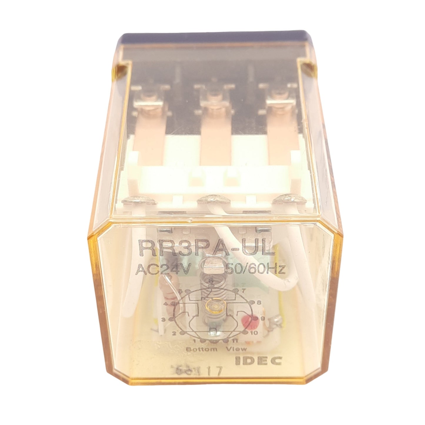 Used IDEC RR3PA-ULAC24V Plug-In Ice-Cube Relay, 3PDT, 11-Pin, 10A Max, 24VAC Coil