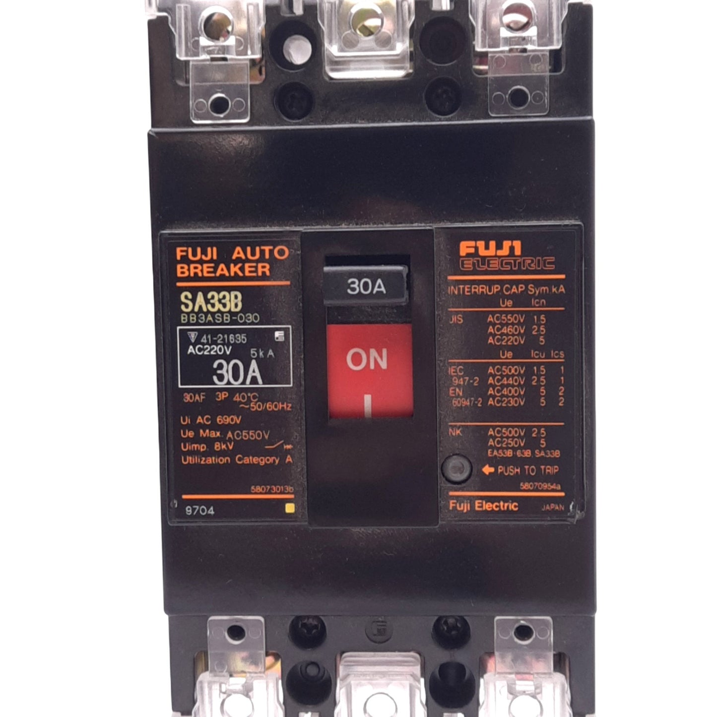 New – Open box Fuji Electric SA33B BB3ASB-030 Auto Circuit Breaker, 3-Pole, 30A, 220VAC