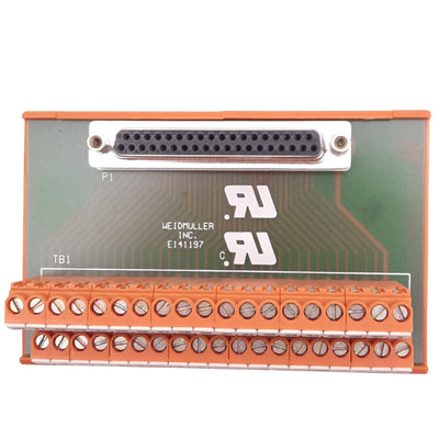 New – Open box Weidmuller E141197 Breakout Board, 37-Pin D-Sub to Screw Terminals, DIN Rail