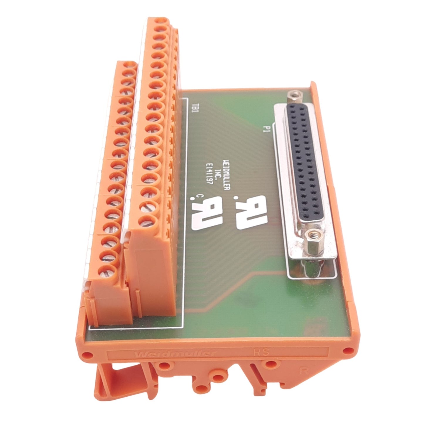 New – Open box Weidmuller E141197 Breakout Board, 37-Pin D-Sub to Screw Terminals, DIN Rail