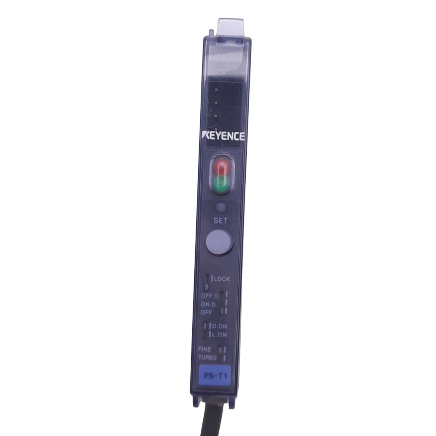 Used Keyence PS-T1 Photoelectric Sensor Amplifier, NPN 40V 100mA Out, 24VDC, 1m Cable