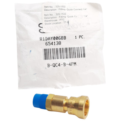 New Swagelok B-QC4-B-4PM Brass Instrumentation Quick Connect 1/4" NPT, 2.16in Length