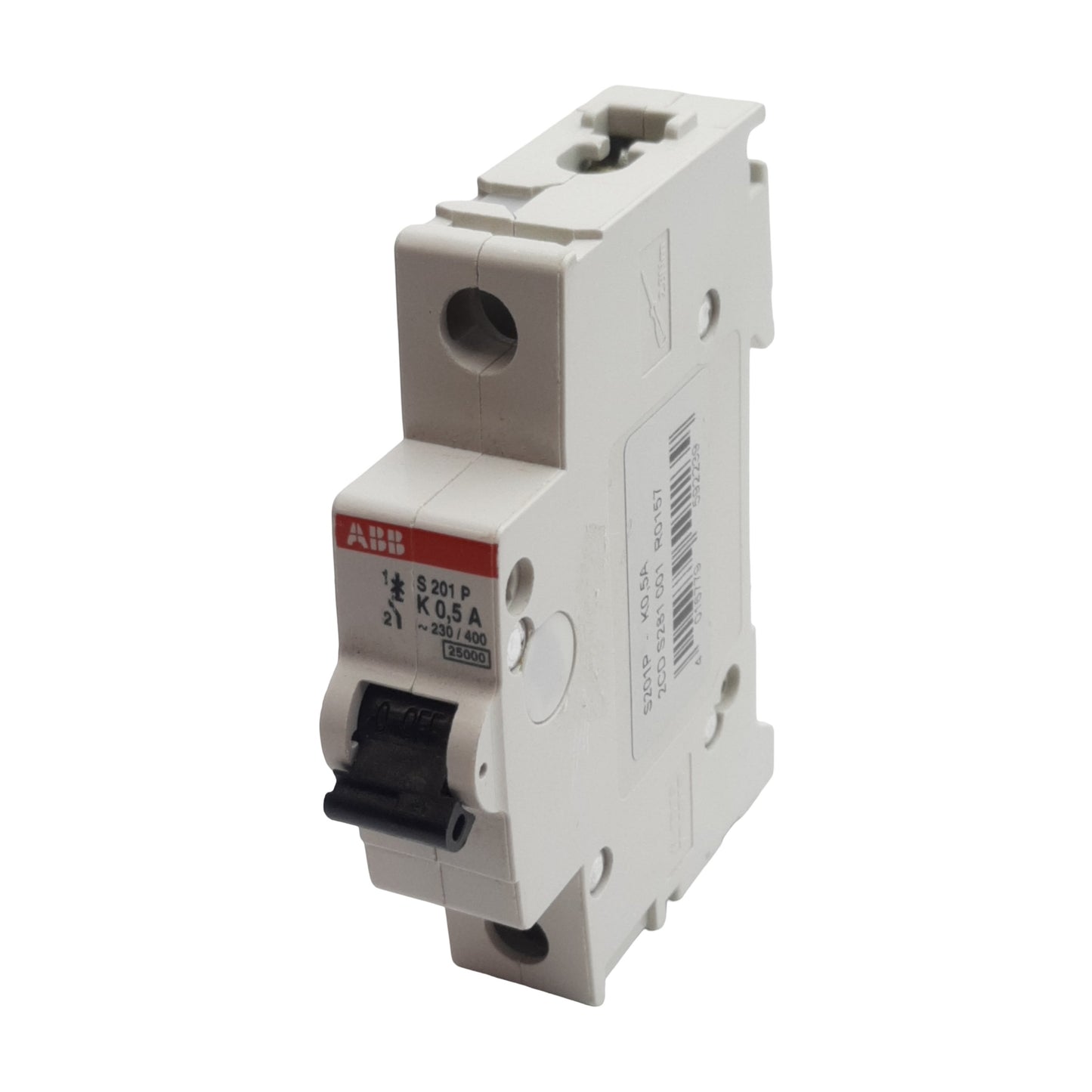 Used ABB S201P-K0.5A Circuit Breaker, 1-Pole, 0.5A 230/400VAC, K-Curve, DIN Rail