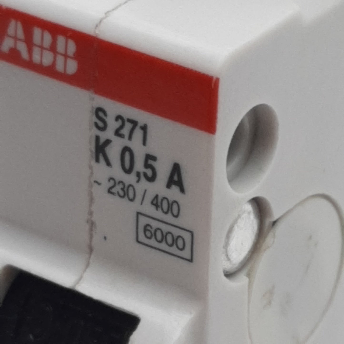 Used ABB S271-K0.5 Circuit Breaker, 1-Pole, 0.5A 230/400VAC, K-Curve, DIN Rail