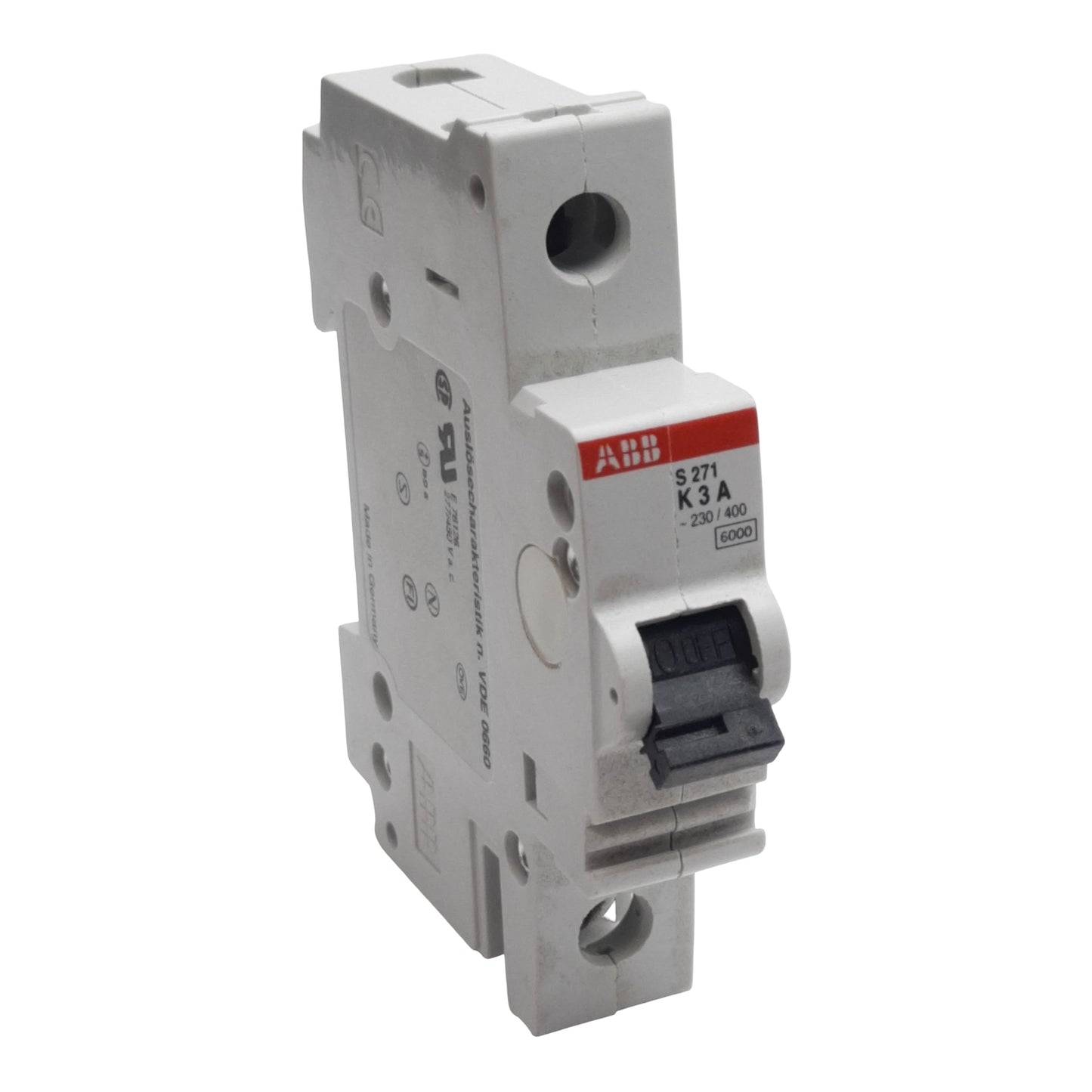 Used ABB S271-K3 Circuit Breaker, 1-Pole, 3A 230/400VAC, K-Curve, DIN Rail
