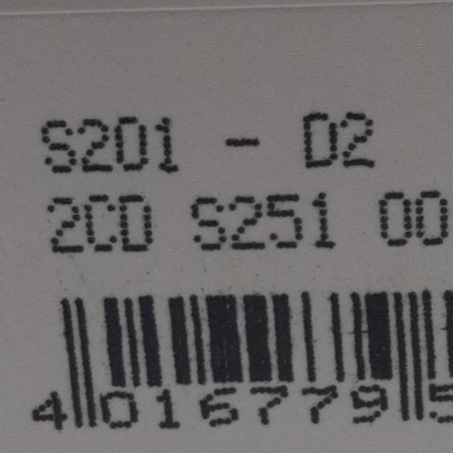 Used ABB S201-D2 Circuit Breaker, 1-Pole, 2A 230/400VAC, D-Curve, DIN Rail Mount