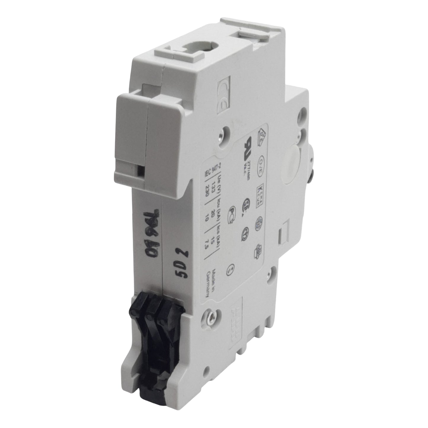 Used ABB S201-D2 Circuit Breaker, 1-Pole, 2A 230/400VAC, D-Curve, DIN Rail Mount