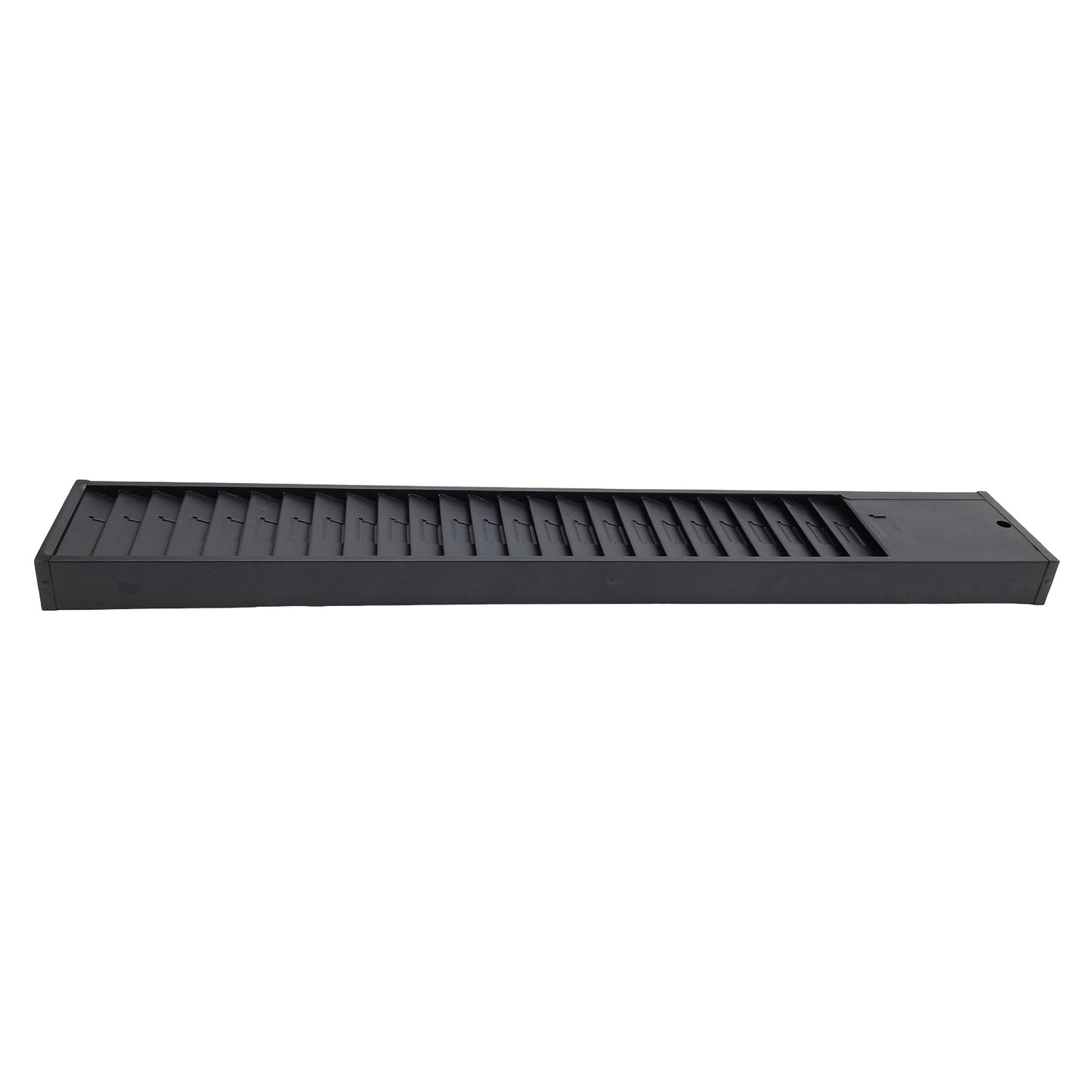 Used Wall Mount Employee Time Punch Card Holder, 25-Slots, Black, Steel, 5in x 31in