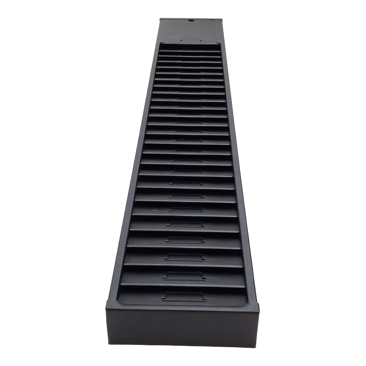 Used Wall Mount Employee Time Punch Card Holder, 25-Slots, Black, Steel, 5in x 31in