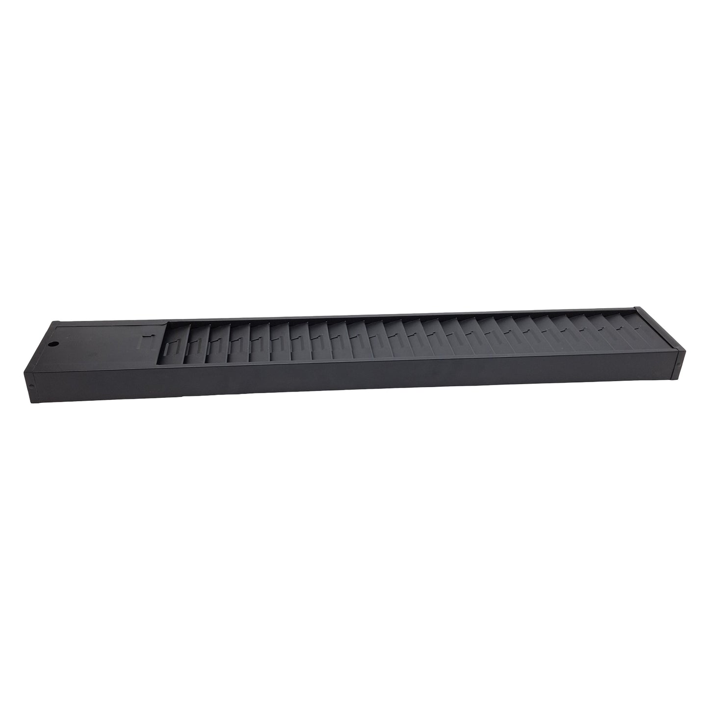 Used Wall Mount Employee Time Punch Card Holder, 25-Slots, Black, Steel, 5in x 31in
