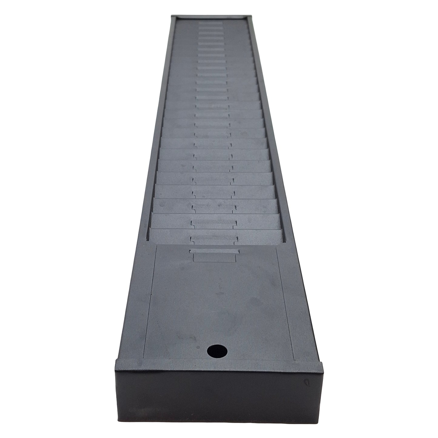 Used Wall Mount Employee Time Punch Card Holder, 25-Slots, Black, Steel, 5in x 31in