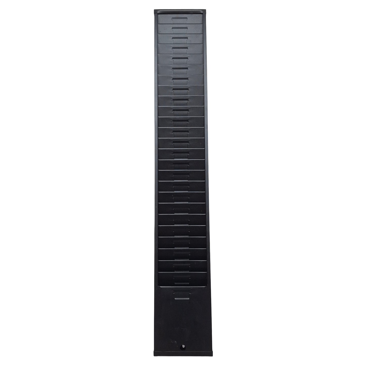 Used Wall Mount Employee Time Punch Card Holder, 25-Slots, Black, Steel, 5in x 31in