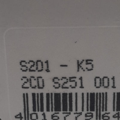 Used ABB S201-K5 Circuit Breaker, 1-Pole, 5A 230/400VAC, K-Curve, DIN Rail Mount