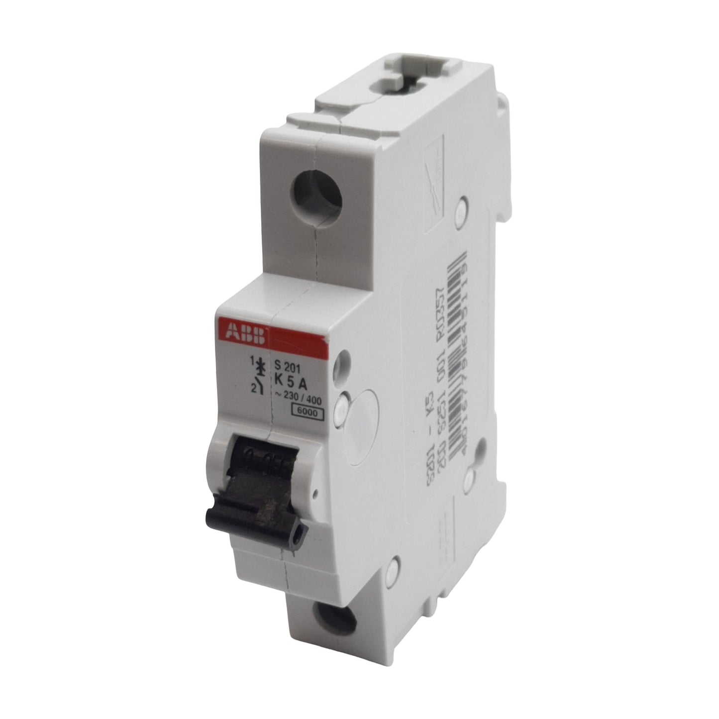 Used ABB S201-K5 Circuit Breaker, 1-Pole, 5A 230/400VAC, K-Curve, DIN Rail Mount