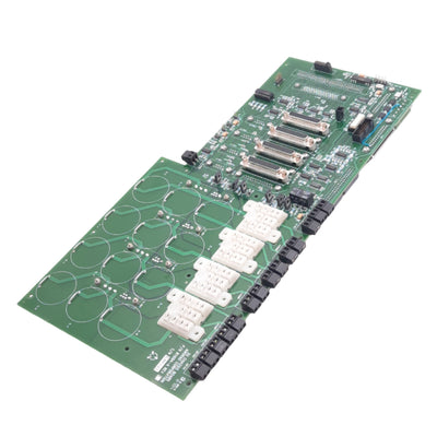 Used Anorad 811094-A Rev E 5U Chassis Board, 4 Relay Sockets, 5VDC Backplane