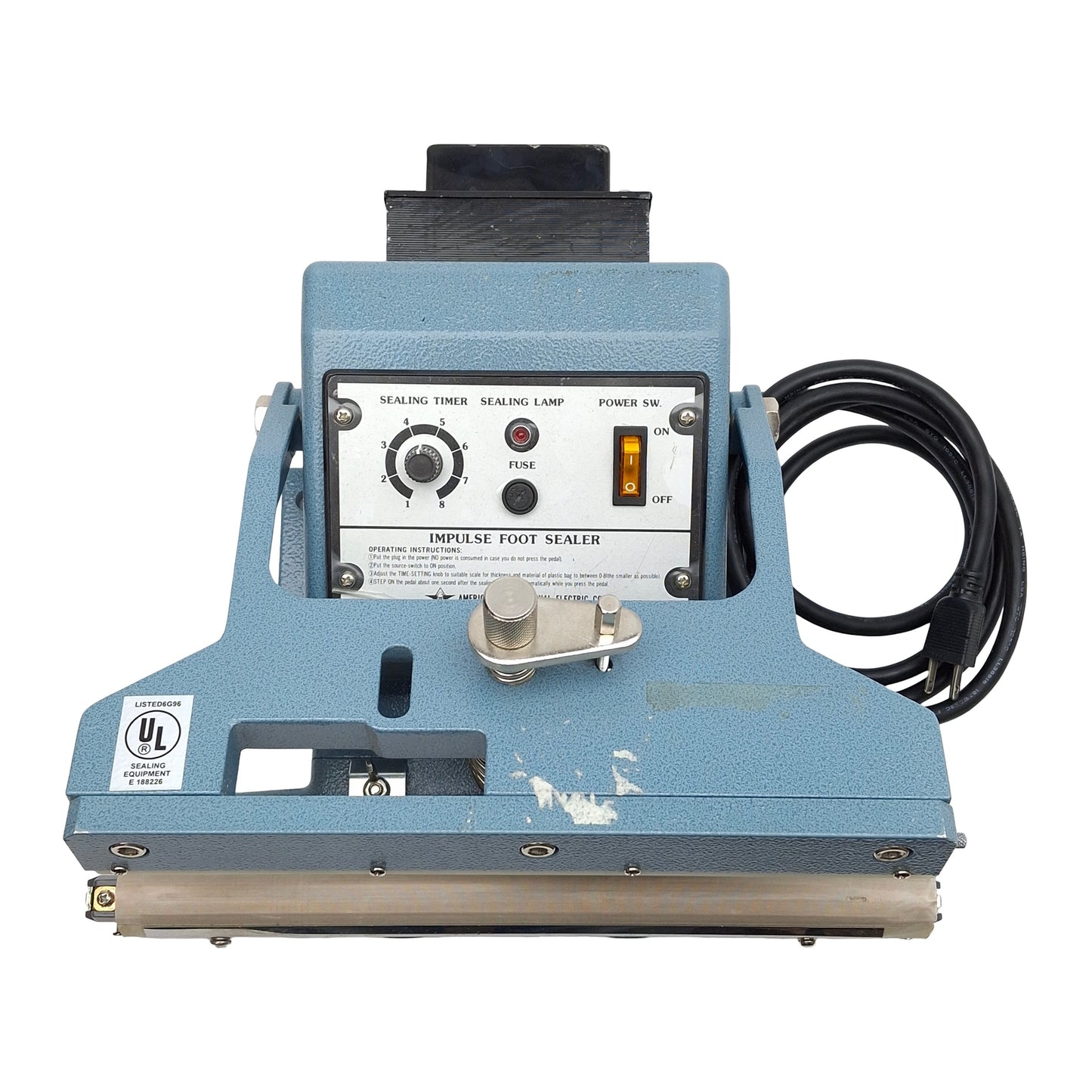 Used AIE AIE-300FL Heavy Duty Impulse Foot Sealer 12in x 2mm Seal 120VAC *No Guards*