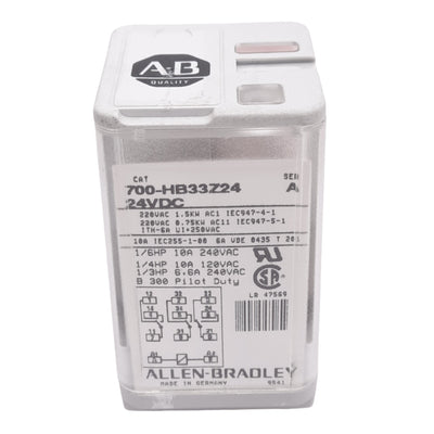 New – Open box Allen Bradley 700-HB33Z24 A General Purpose Relay, 3PDT, 11-Pin, 15A, 24VDC Coil