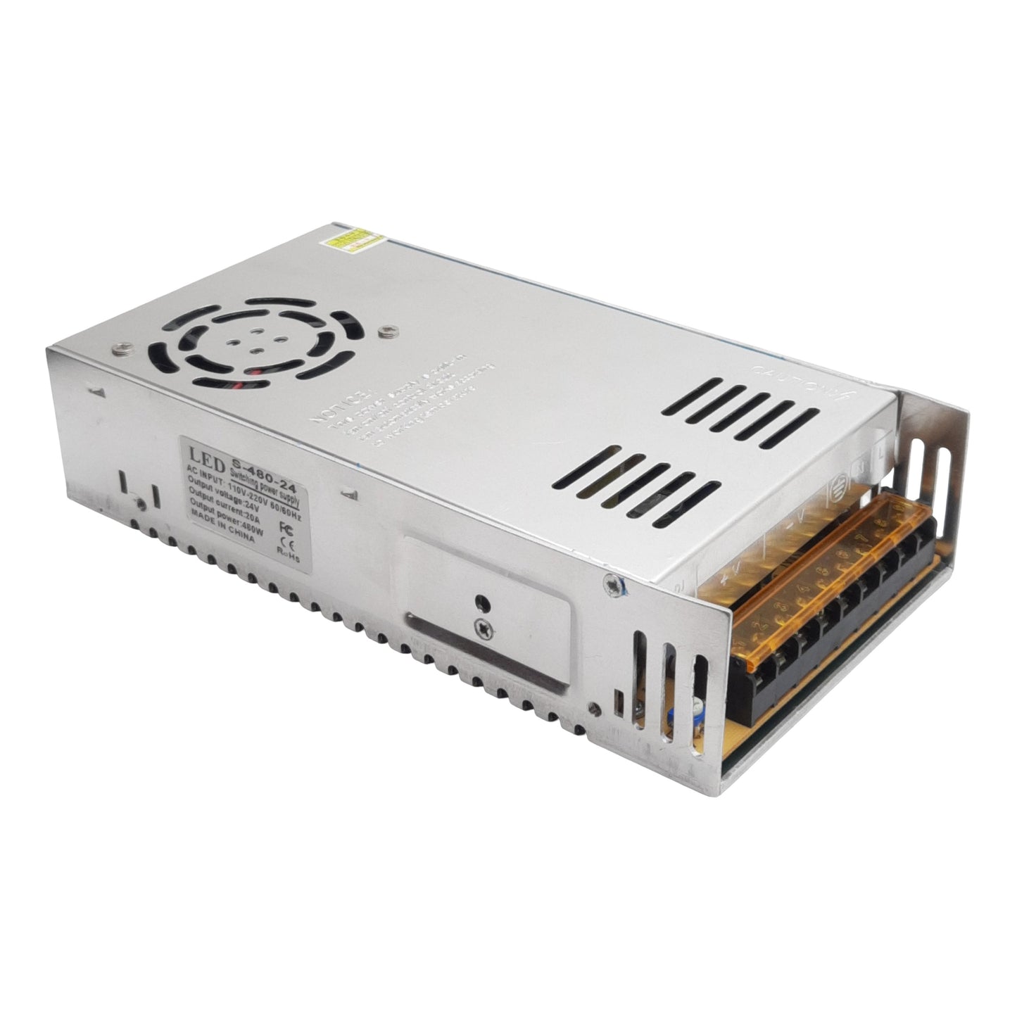 Used LED S-480-24 Switching Power Supply, 110-220VAC In, 20A 24VDC 480W Out