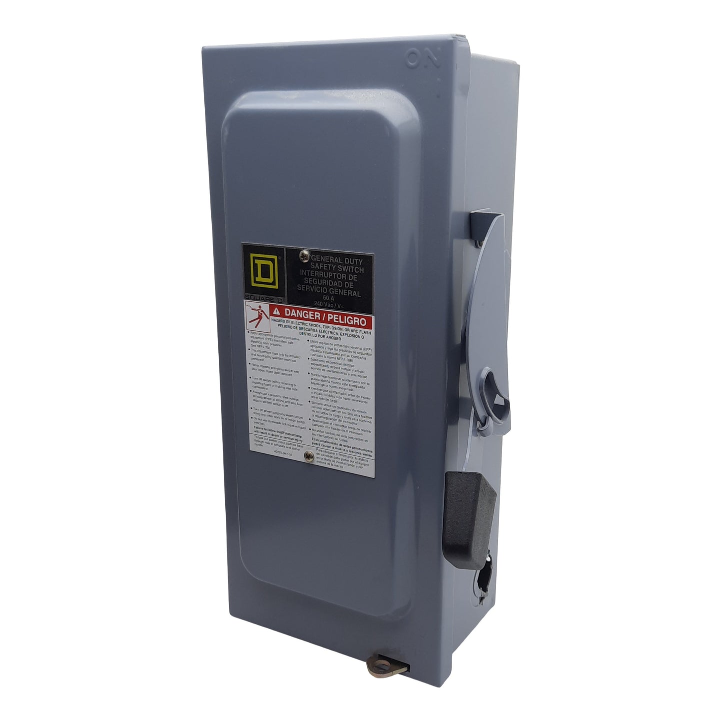 Used Square-D D222N General Duty Safety Switch, 2-Pole 3-Wire, 60A 240VAC, H/K/R Fuse
