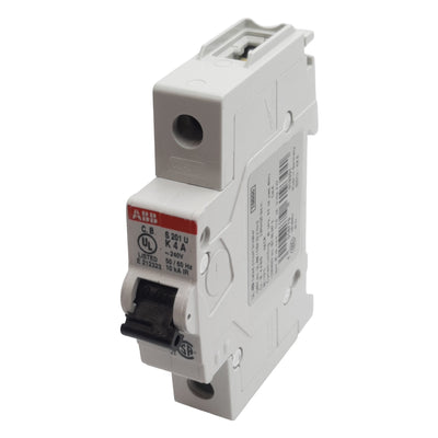 Used ABB S201U-K4 Circuit Breaker, 1-Pole, 4A 240VAC, K-Curve, DIN Rail Mount