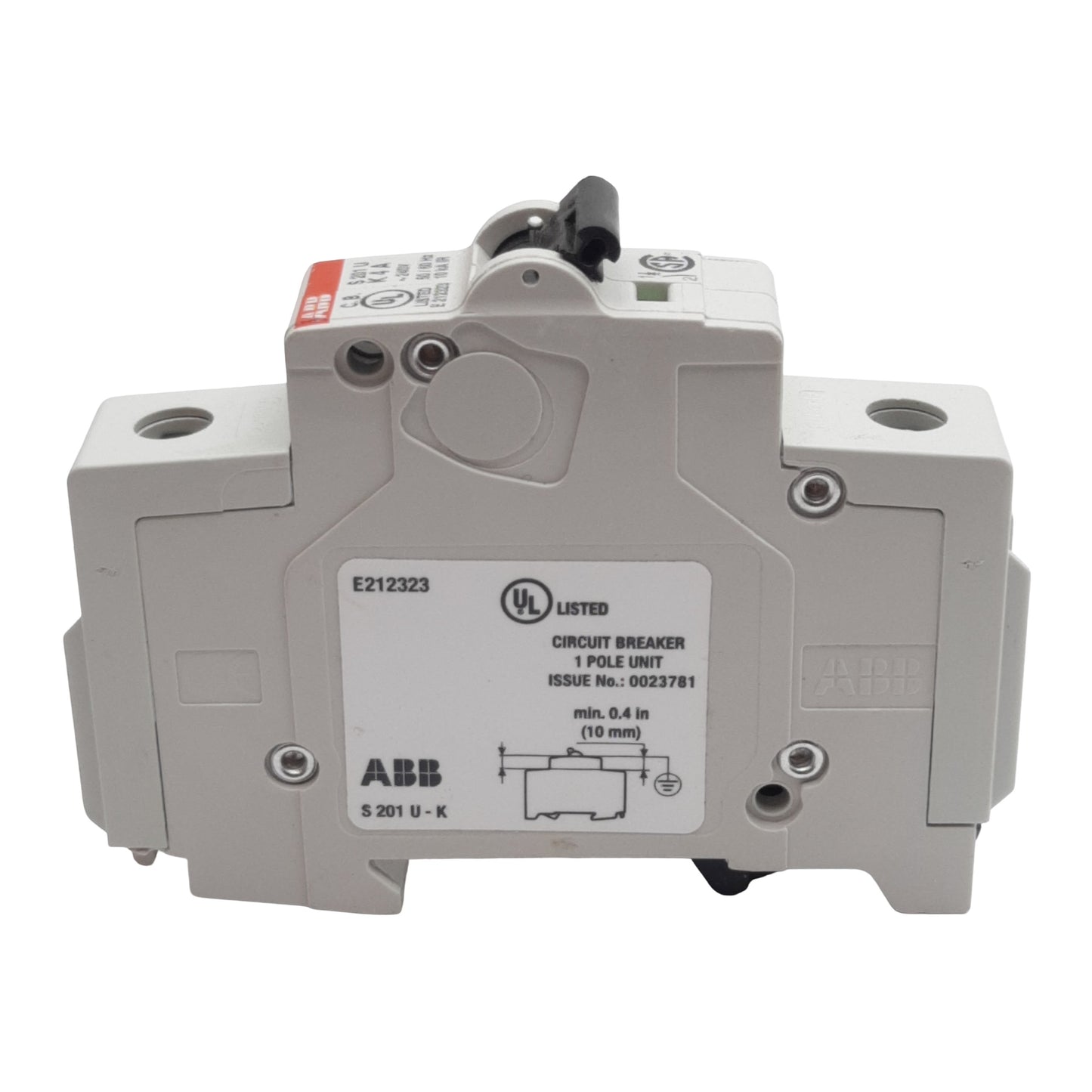 Used ABB S201U-K4 Circuit Breaker, 1-Pole, 4A 240VAC, K-Curve, DIN Rail Mount