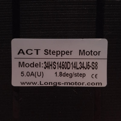 Used ACT 34HS1450D14L34J5-S8 Stepper Motor, 1.8°/step, 2-Phase, 2.45VDC 5A, NEMA 34