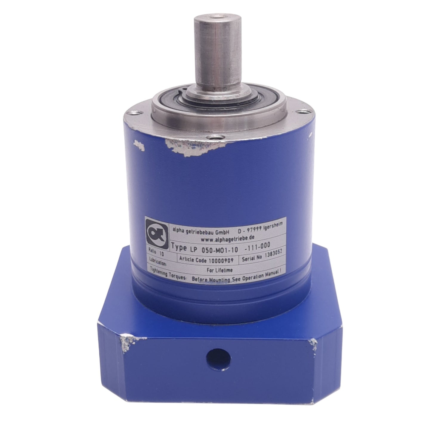 Used Wittenstein Alpha LP 050-MO1-10-111-000 Gearbox, 10:1 Reduction, 6000rpm Max