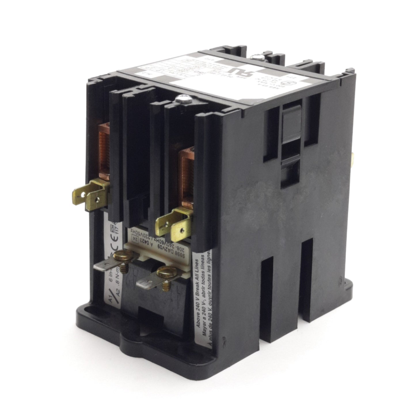 Used Square D 8910DPA52V09 Contactor, 2-Poles, 600VAC 50A Contact, 208-240VAC Coil