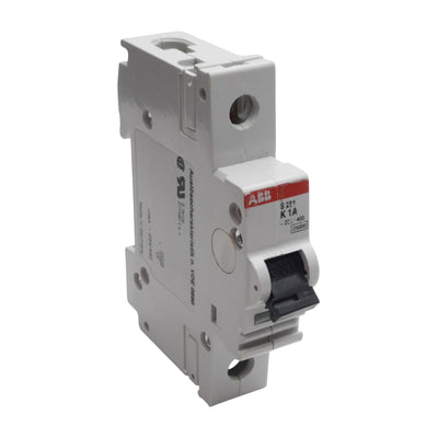 Used ABB S281-K1 Circuit Breaker, 1-Pole, 1A 230/400VAC, K-Curve, DIN Rail Mount