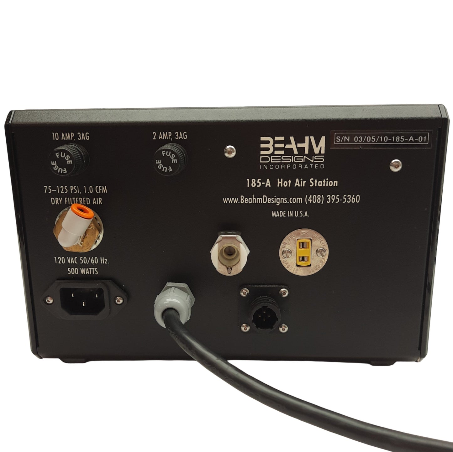 Used Beahm 185-A Standard Hot Air System, 200-750°F, 5-50SCFH, 100-120PSI, 120/240VAC