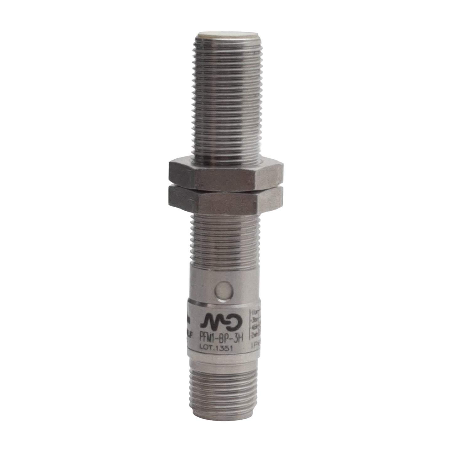 Used Micro Detectors PFM1-BP-3H Proximity Sensor, PNP NO/NC, 4mm, 10-30VDC, 4-Pin M12