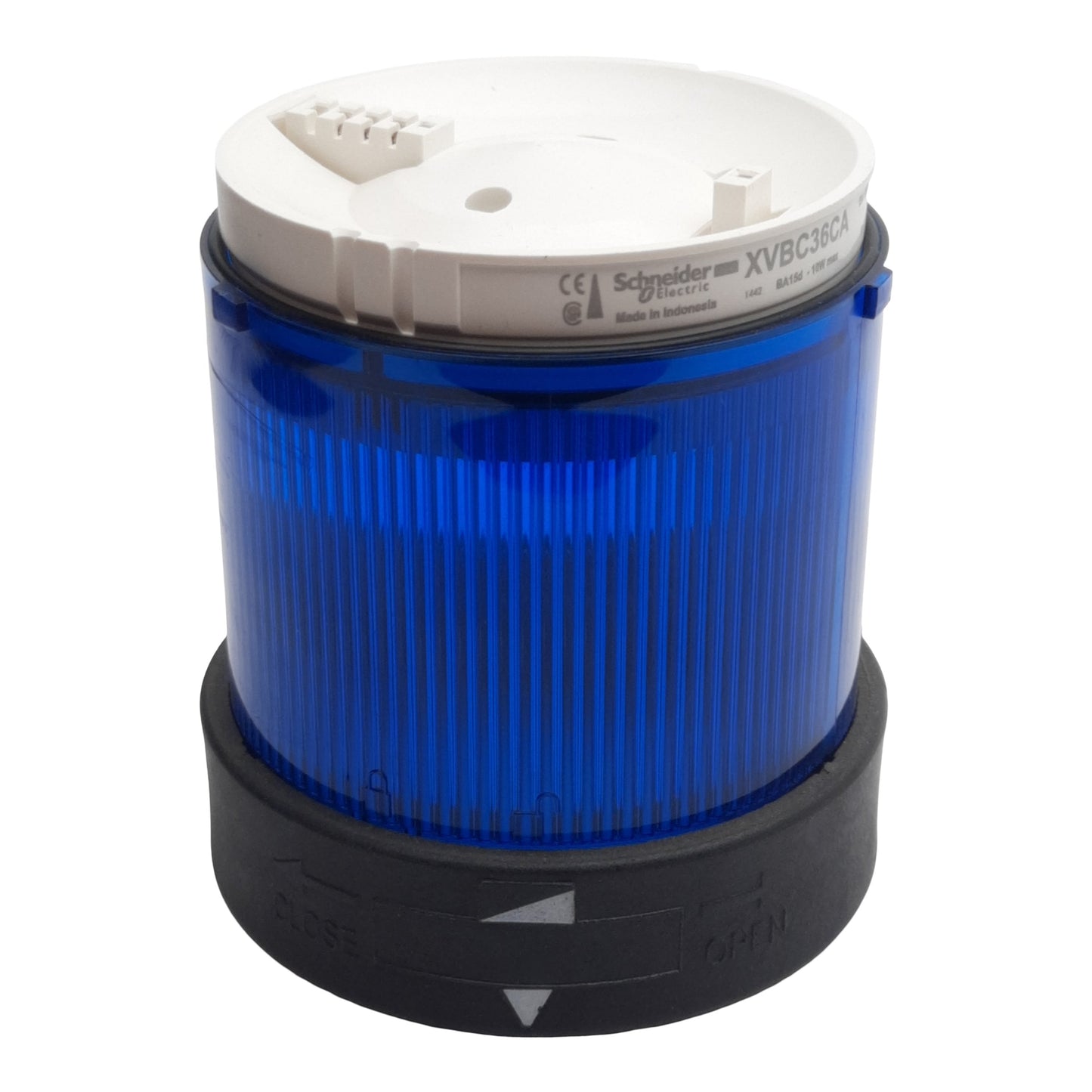 Used Schneider XVBC36CA Light Tower Indicator Bank, Blue, ø70mm, 12-230VAC, *No Bulb*