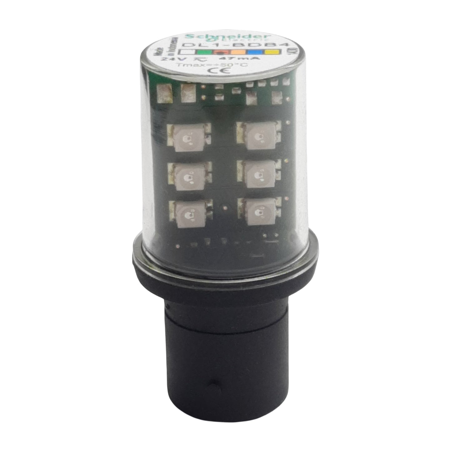 Used Schneider DL1-BDB4 LED Bulb, Red, Harmony XVB, BA 15d, Steady, 24VAC/VDC 47mA