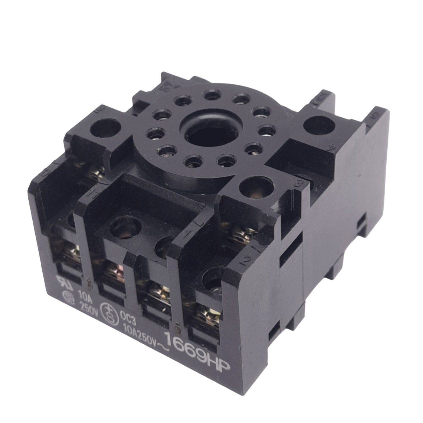New Omron PF113A-E Relay Socket, 11-Pin Octal, 250VAC 10A Max, DIN Rail Mount