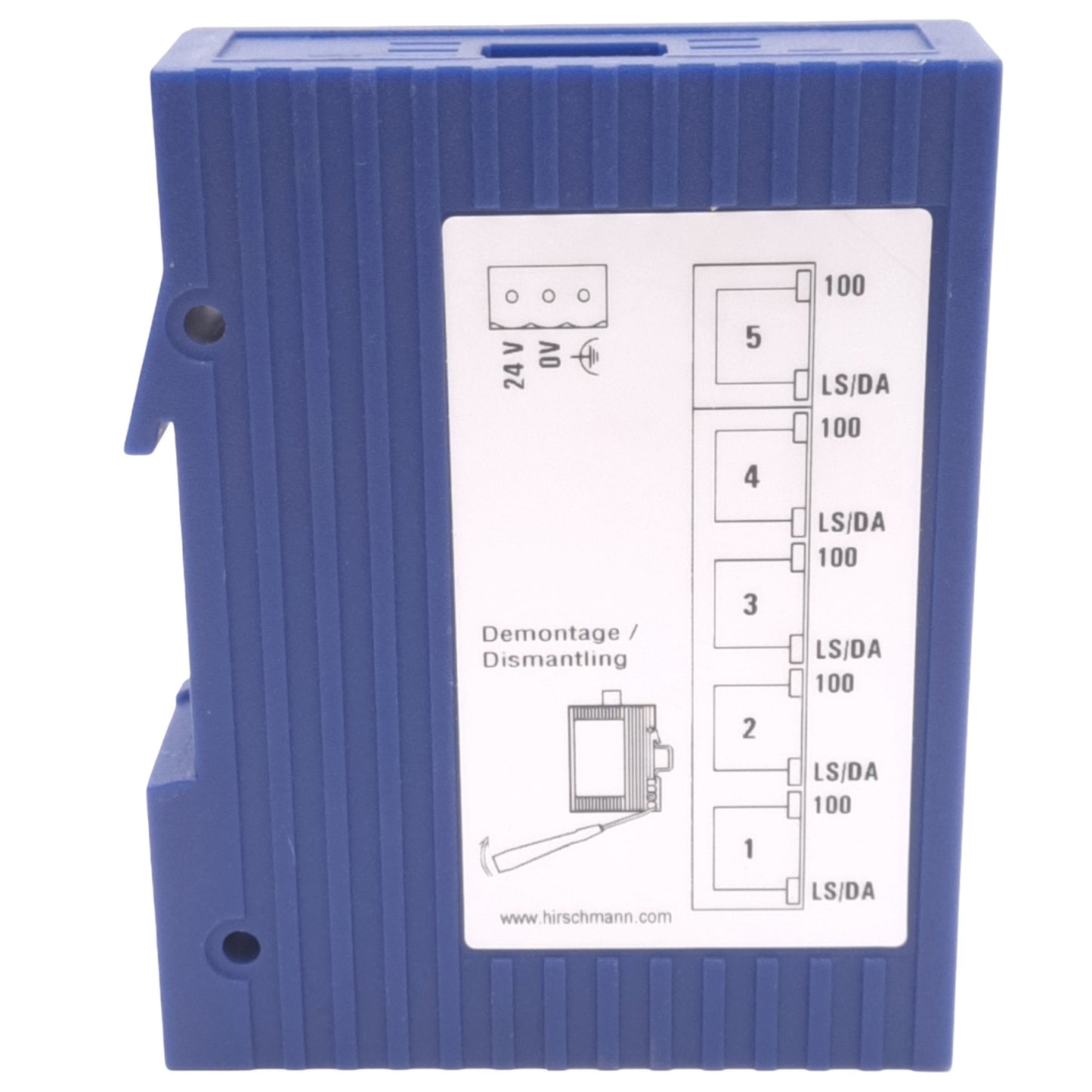 Used Hirschmann SPIDER 5TX Ethernet Switch, 5-Port RJ45, 24VDC, DIN Rail Mount
