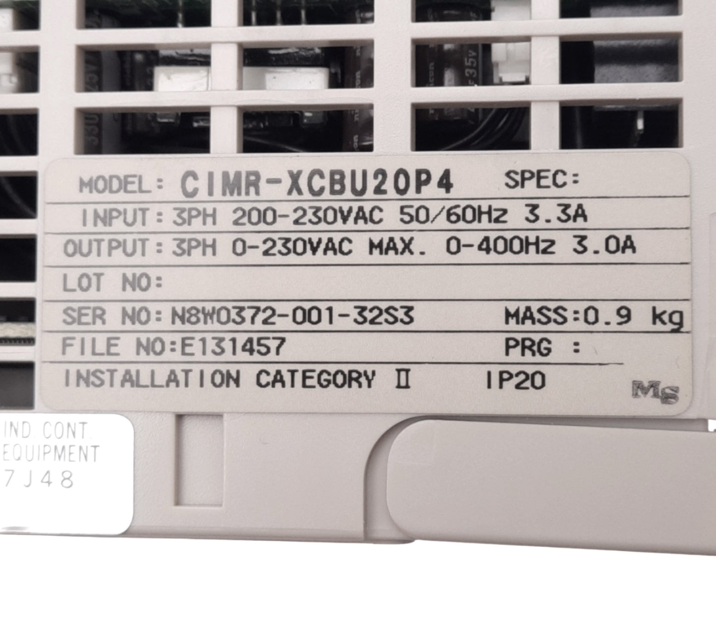 Used Yaskawa CIMR-XCBU20P4 Variable Frequency Drive, 3-phase 0-230VAC 3A, 0-400Hz