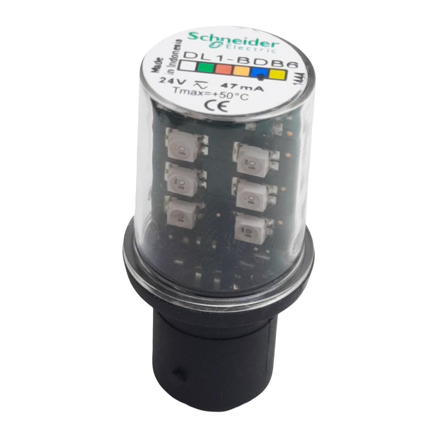 Used Schneider DL1-BDB6 LED Bulb, Blue, Harmony XVB, BA 15d, Steady, 24VAC/VDC 47mA