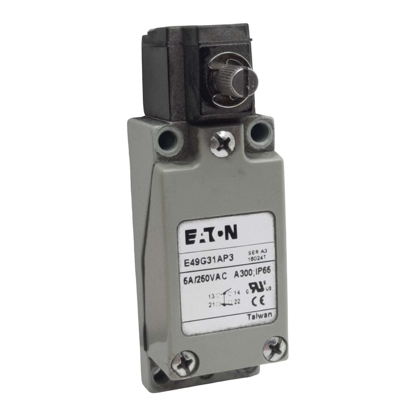 Used Eaton E49G31AP3 Miniature Metal Limit Switch, 1N.O./1N.C., 5A 250VAC/30VDC, M5
