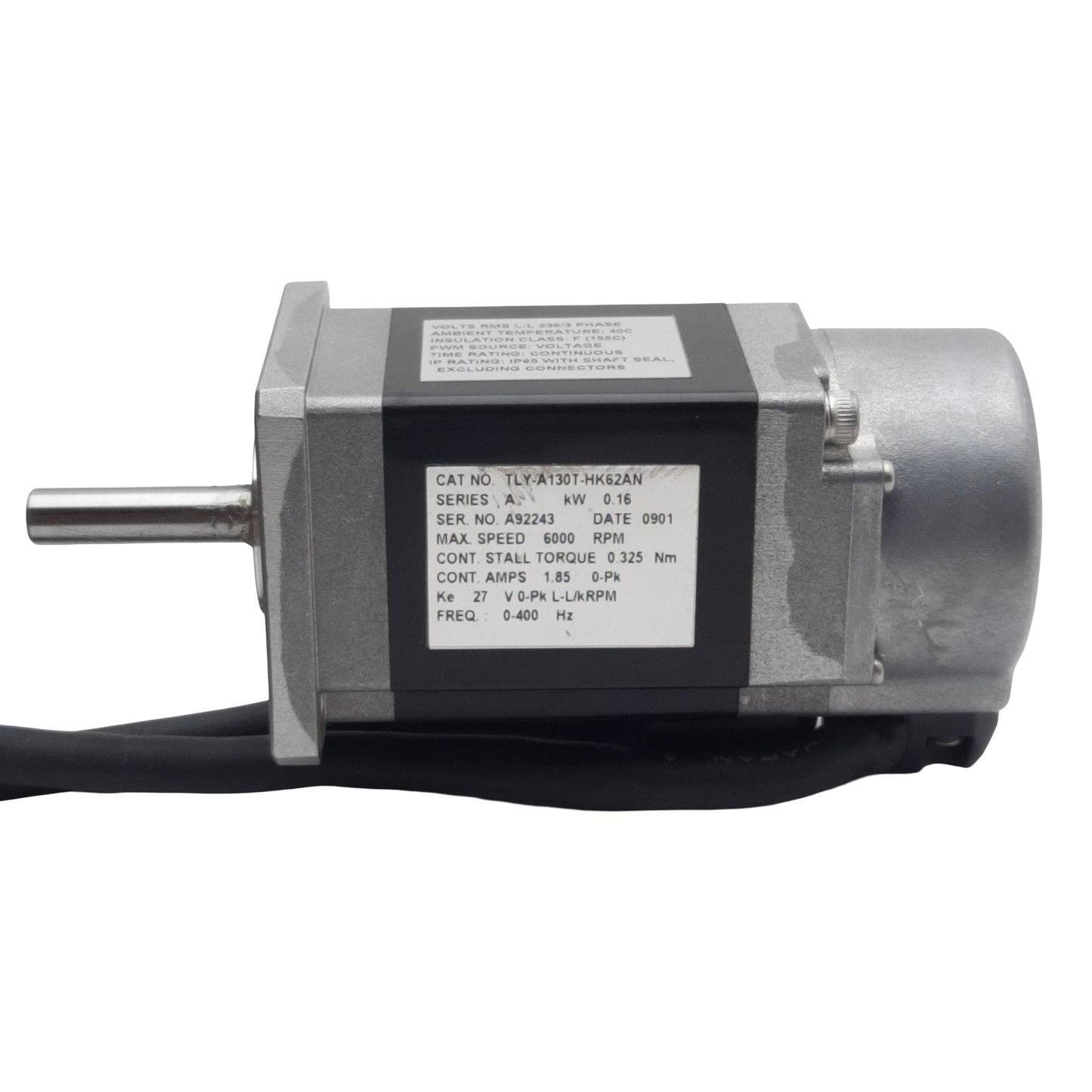 Used Allen Bradley TLY-A130T-HK62AN Servo Motor, 0.16kW, 0.325Nm, 6000RPM, NEMA 17