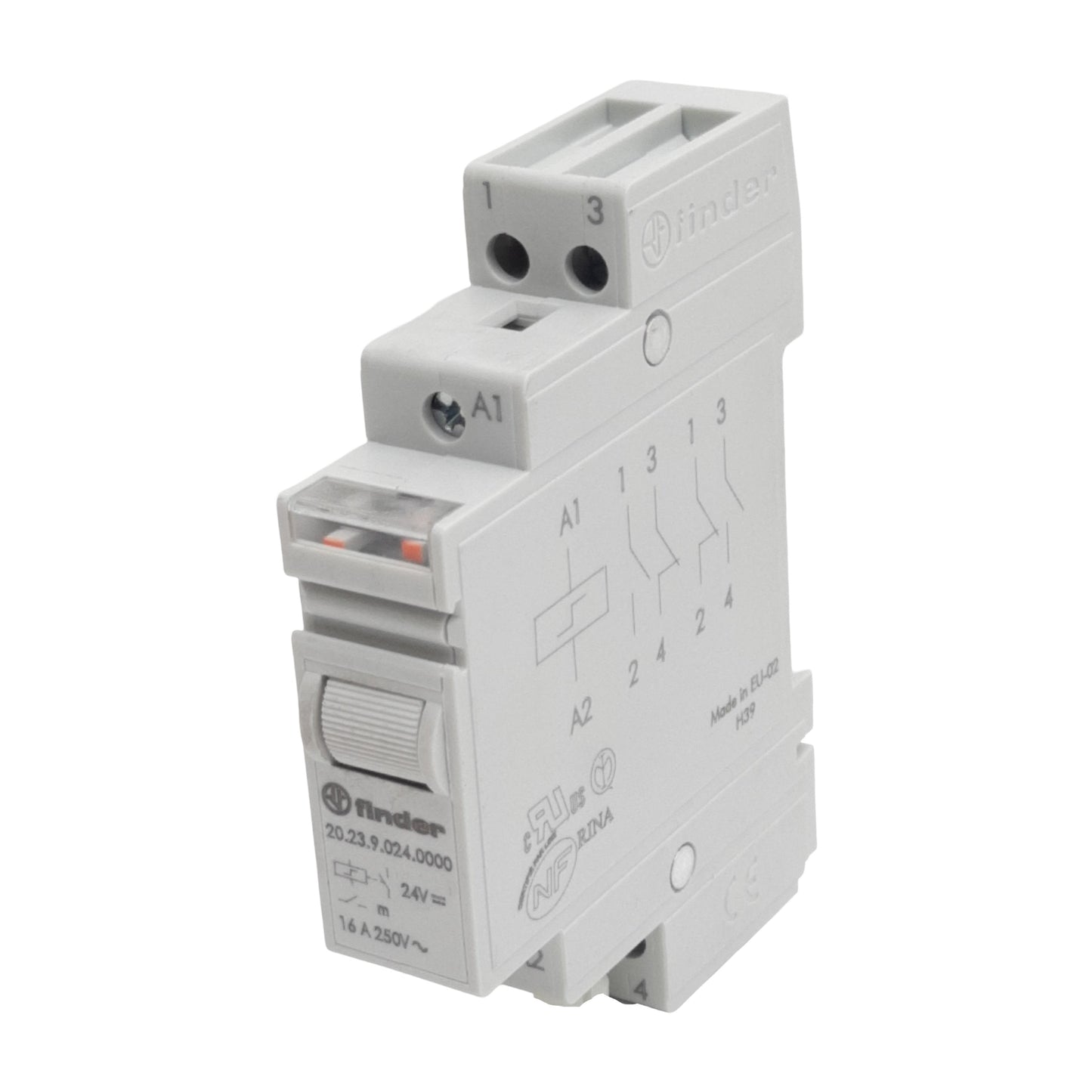 Used Finder 20.23.9.024.0000 Modular Step Relay, 1N.O+1N.C., 16A 250VAC, 24VDC Coil