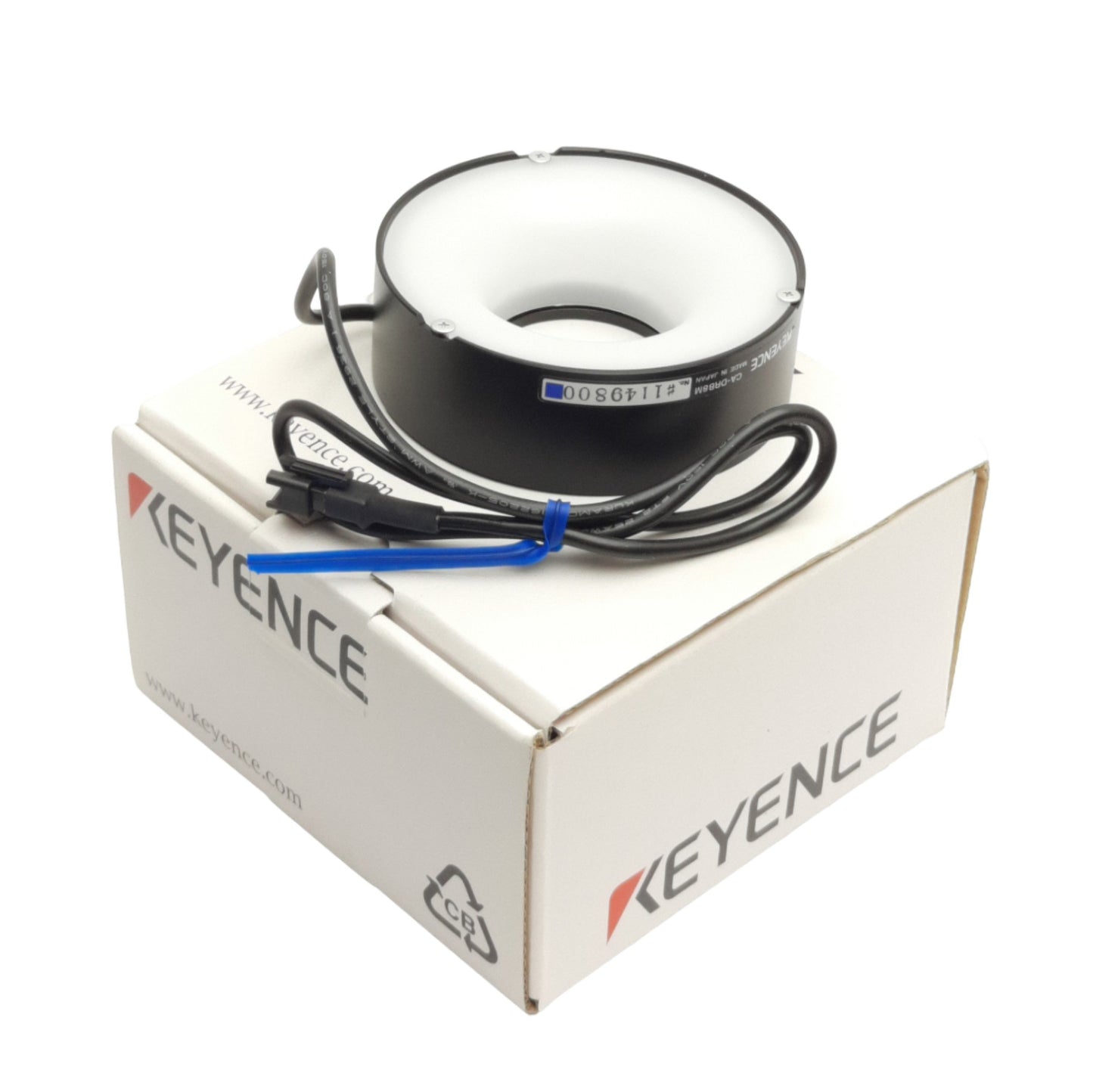 New Keyence CA-DRB8M Multi-Angle Machine Light, ø55mm ID, ø80mm OD, 12VDC, Blue