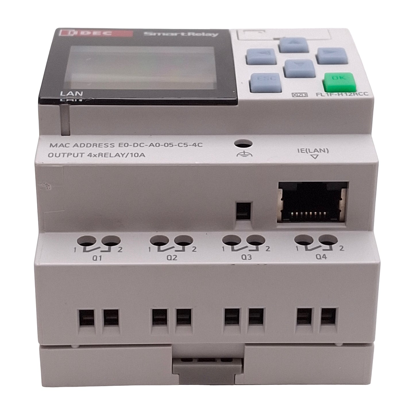 Used Idec FL1F-H12RCC SmartRelay PLC Base Module, 8-Input, 4-Output, 100-240VAC/DC