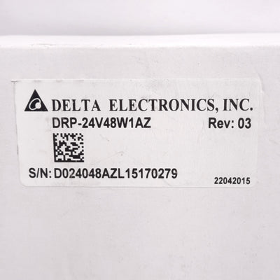 New Delta Electronics DRP-24V48W1AZ Power Supply, 100-240VAC In, 24VDC 2A Out, 48W